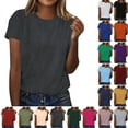 thumbnail image 1 of Summer Women Plus Size Short Sleeve Tops Women's fashion Crew Neck Solid Color Lightweight Loose Casual T-shirt Dark Gray Color Size M Pullover Blouse Loungewear, 1 of 5