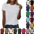 thumbnail image 1 of Summer Women Plus Size Short Sleeve Tops Women's fashion Crew Neck Solid Color Lightweight Loose Casual T-shirt White Color Size M Pullover Blouse Loungewear, 1 of 5