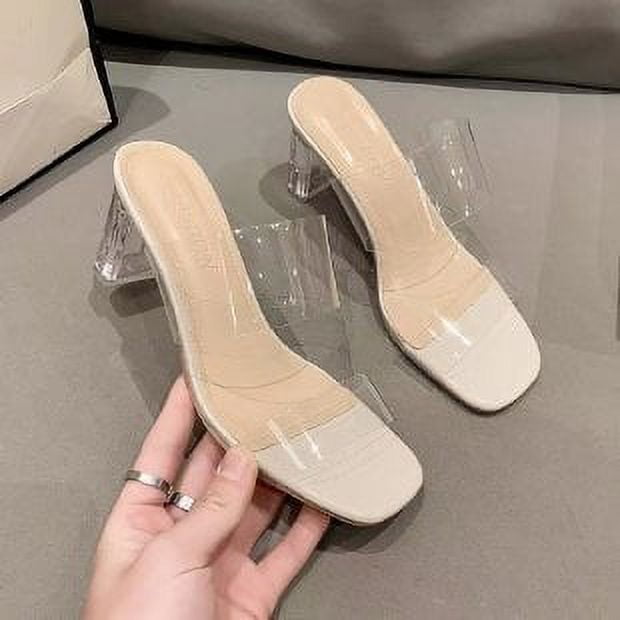 Summer Women Pumps Sandals PVC Jelly Slippers Open Toe High Heels Women Transparent Perspex Slippers Shoes Heel Clear Sandals Walmart