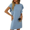 thumbnail image 1 of Summer Women'S Crew Neck Flounce Cap Sleeve Casual Tunic Dresses S, 1 of 9