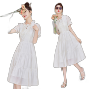Summer Women'S New Fashionable Foreign-Style Elegant New Chinese Dresses Creamy-White 2Xl Gentle Wind Fairy Classical Leisure