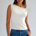 thumbnail image 1 of Summer Women'S Undershirts Tank Tops Sleeveless Round Neck Strap Solid Color Casual White Undershirt Tank Tops S-XL, 1 of 7
