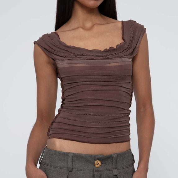Summer Women'S Undershirts Tank Tops Solid Color Lace Backless Coffee Undershirt Tank Tops S-L
