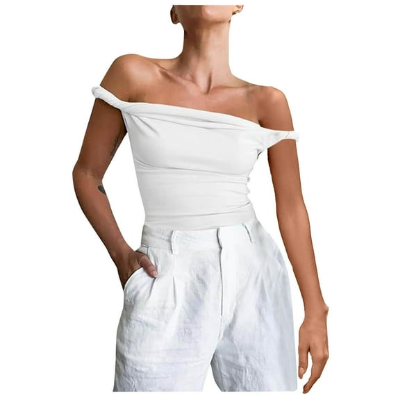 Summer Women'S Undershirts Tank Tops Solid Color Sleeveless Slims Loose Fit Tank Tops — White∣XL
