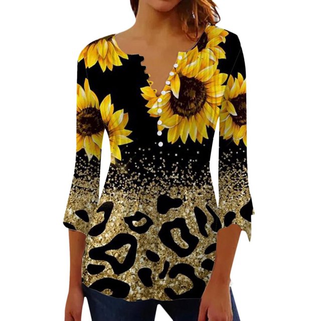 Summer Women'S VNeck Loose TShirt 3d Printed Vintage Top Fashion