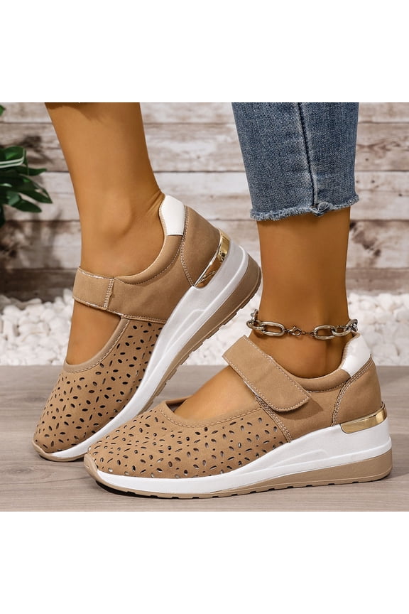 Summer Women Sandals Arch Support Wedge Close Toe Ankle Straps Hollow Solid Color High Heel Shoes Women Dressy Comfortable Summer Casual Sandals Khaki 40