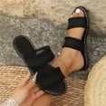 thumbnail image 1 of Summer Women Sandals Flat Heel Open Toe Slip-on Summer Casual Shoes Women's Fashionable Leisure Summer Solid Color Beach Sandals, 1 of 9