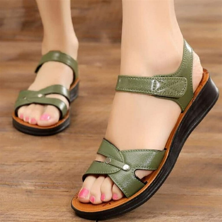 Summer Women Sandals Flat Non Slip Toe Shoes Women Casual Vintage Sandals Color Gray Size 39 Code Walmart
