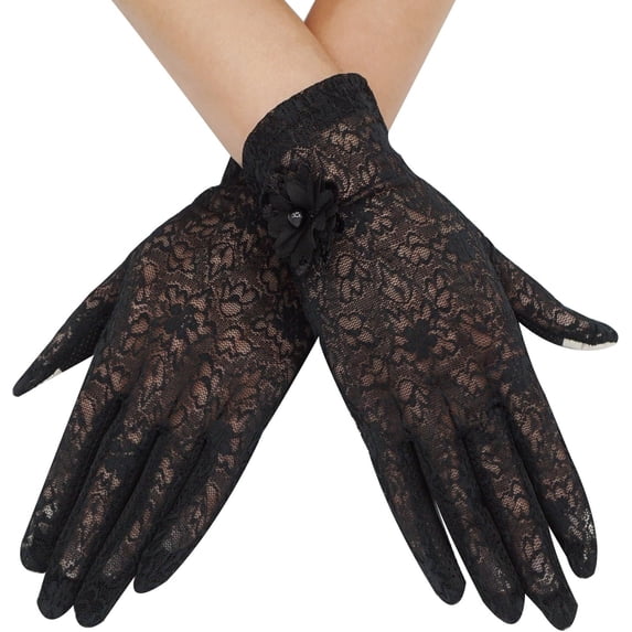 Summer Women Screentouch Gloves Sun Uv Protection Driving Gloves Anti-skid Black