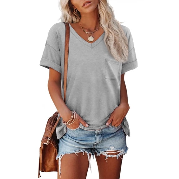 Summer Women Shirt Womens T Shirts Short Sleeve V-Neck Shirts Cute Fit Summer Casual Tee Tops