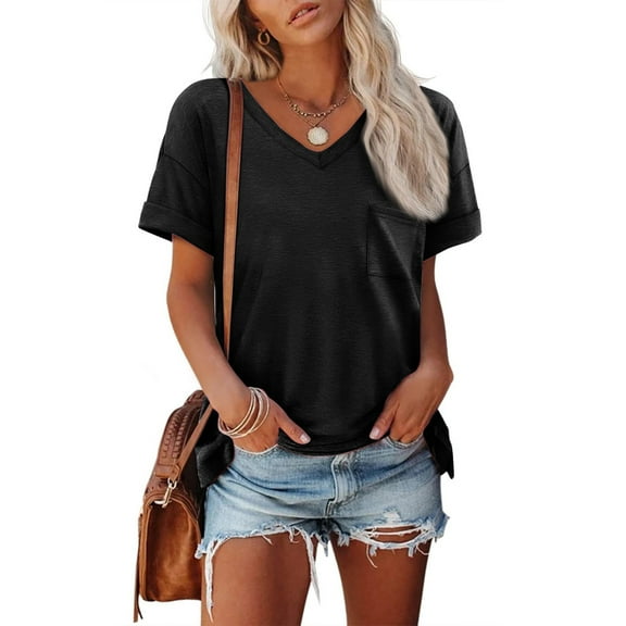 Summer Women Shirt Womens T Shirts Short Sleeve V-Neck Shirts Cute Fit Summer Casual Tee Tops