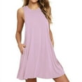 thumbnail image 1 of Summer Women Sleeveless Casual Dress Female Round Neck Loose Beach Mini Dress with Pockets, 1 of 2