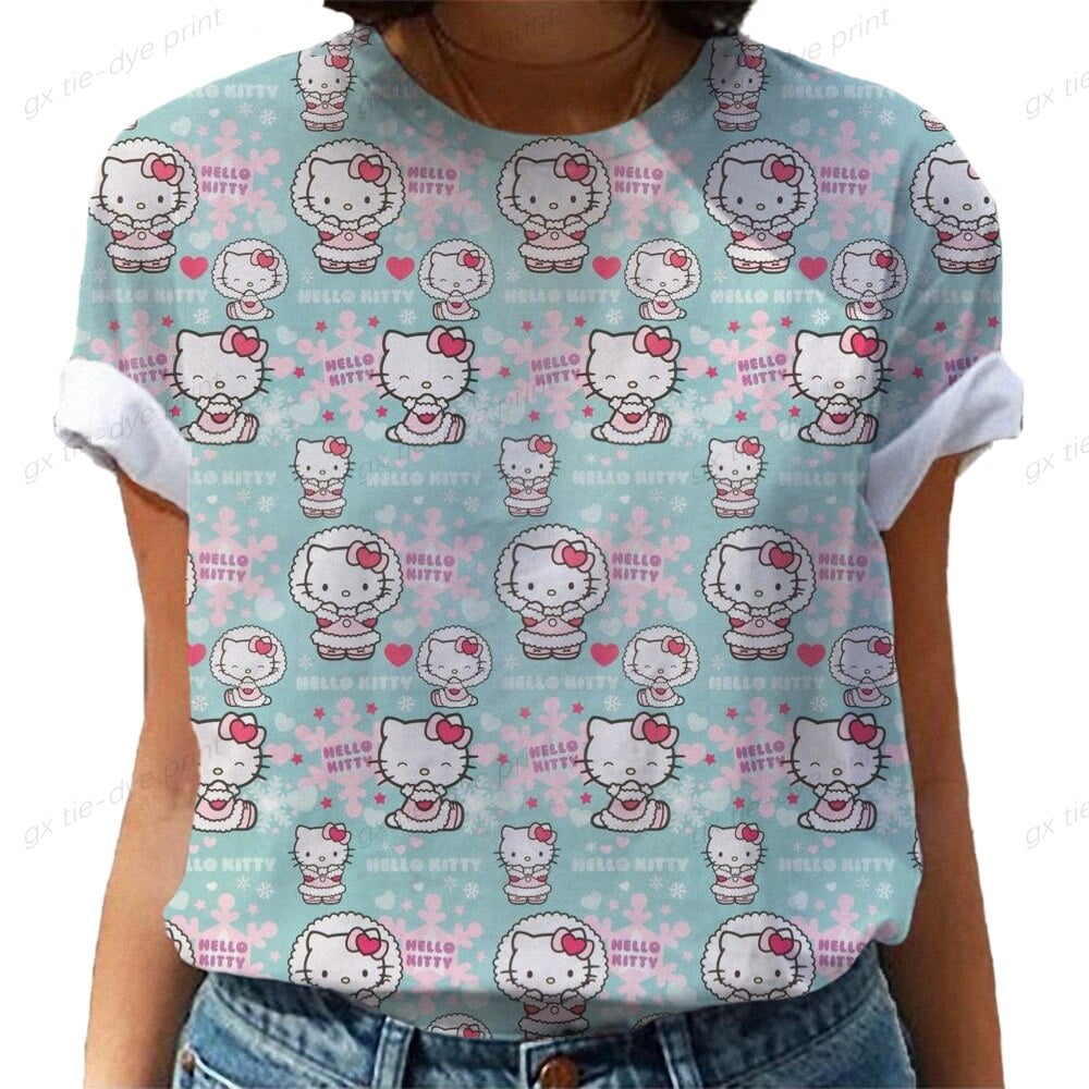 Summer Women T-shirt 3D Fashion Hello Kitty Printing Harajuku T Shirt ...