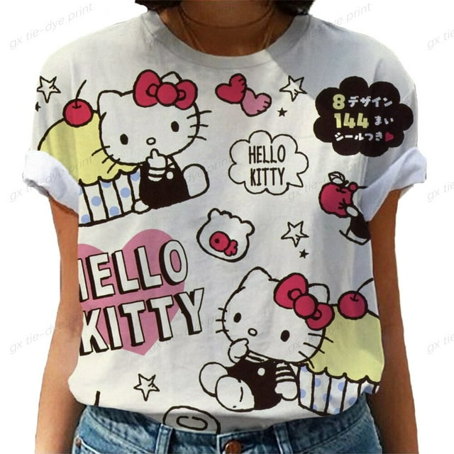 Summer Women T-shirt 3D Fashion Hello Kitty Printing Harajuku T Shirt ...