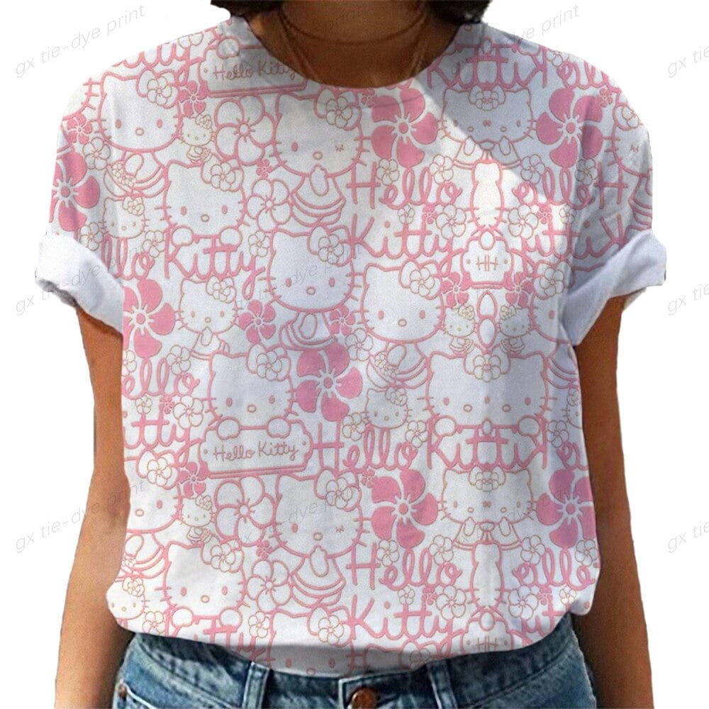 Summer Women T-shirt 3D Fashion Hello Kitty Printing Harajuku T Shirt ...