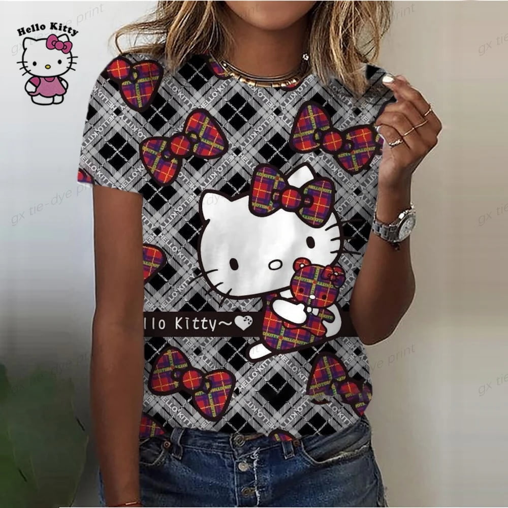 Summer Women T-shirt 3D Fashion Hello Kitty Printing Harajuku T Shirt ...