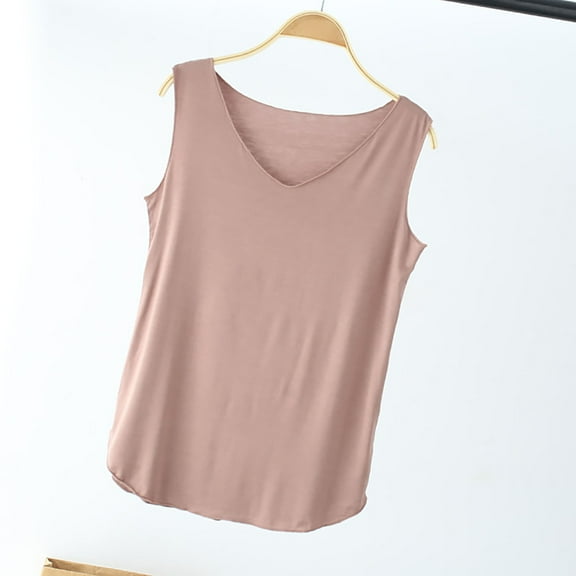 Summer Women Tank Tops V-Neck Solid Color Sleeveless Basic Classic Pullover Blouse Camisole Wide Straps Casual Slimming Loungewear Going Out Tops For Women