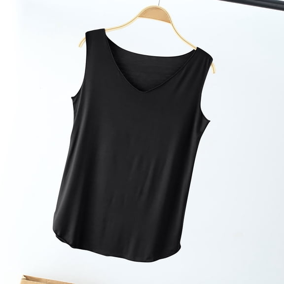 Summer Women Tank Tops V-Neck Solid Color Sleeveless Basic Classic Pullover Blouse Camisole Wide Straps Casual Slimming Loungewear Going Out Tops For Women