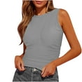 thumbnail image 1 of Summer Women Tight Tank Tops Round Neck Vest Shirts Slim Sleeveless Camisole Basic Running Blouses, 1 of 5