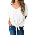 thumbnail image 1 of Summer Women Tops New Fashion Plus Size Casual Oversize Solid V-neck Puff Sleeve Short Sleeved Blouse T-shirt, 1 of 7