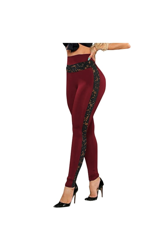 Summer Women Yoga Active Pants Lace panel Hip Lifting Solid Color Casual High Waist Sports Lady Sexy Leggings Female Lounge Workout Running Butt Lift Tights Trouser