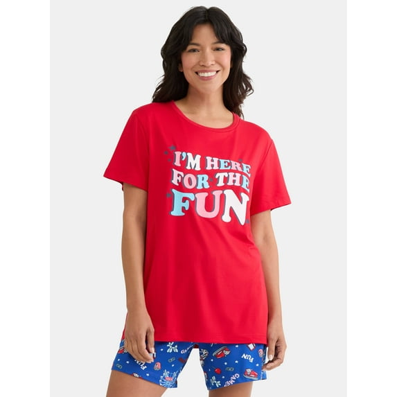 Summer Women's Americana Matching Family Sleepwear Top and Shorts Pajama Set from Way to Celebrate, 2-Piece, Sizes S-3X