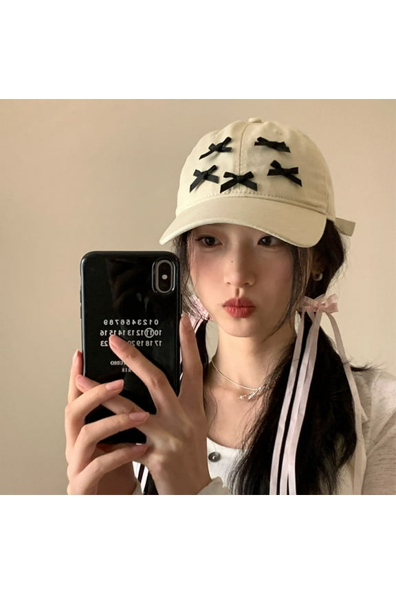 Summer Women's Bowknot Baseball Cap Oversized Sun Hat For Face Shaping And Versatile Fashion Accessories Extra Large Caps for Men Logistics Hat Article 15 Hat Dark Hat Fall2016 Fashion Exercise Cap