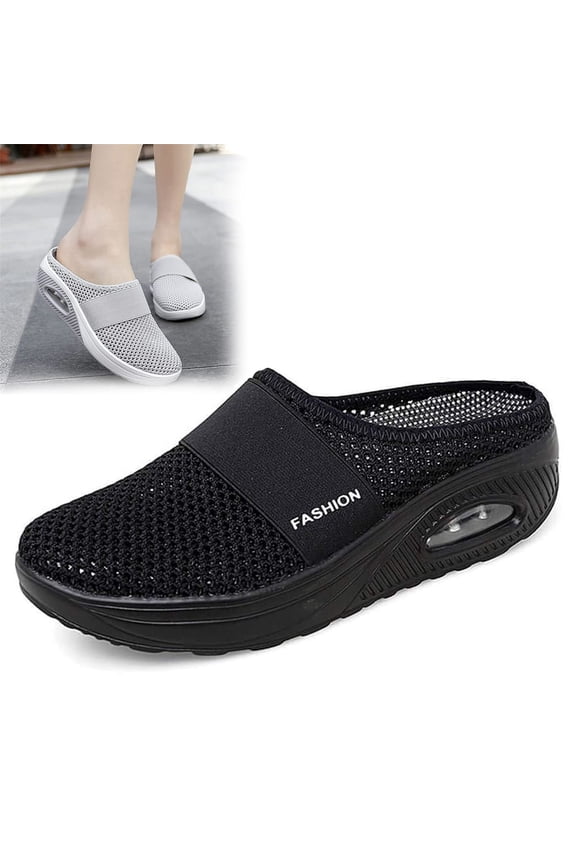 Summer Women's Breathable Mesh Walking Mules Sneakers Open Back Slippers, Comfortable Slip-On Clogs, Suitable for Indoor and Outdoor