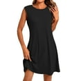 thumbnail image 1 of Summer Women's Button-Down Lapel Collar Sleeveless Dress 100% Cotton Linen Blend Casual Shift Dress with Front Pockets for Outdoor Activities,Black XL, 1 of 5