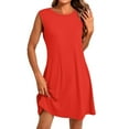 thumbnail image 1 of Summer Women's Button-Down Lapel Collar Sleeveless Dress 100% Cotton Linen Blend Casual Shift Dress with Front Pockets for Outdoor Activities,Ginger S, 1 of 5