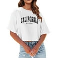 thumbnail image 1 of Summer Women's Casual Short Sleeve Crewneck T-Shirt Lightweight Soft Letter Print Top Comfortable Daily Wear Tee, 1 of 1