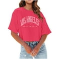 thumbnail image 1 of Summer Women's Casual Short Sleeve Crewneck T-Shirt Lightweight Soft Letter Print Top Comfortable Everyday Basic Tee, 1 of 3