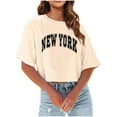 thumbnail image 1 of Summer Women's Casual Short Sleeve Crewneck T-Shirts Lightweight Soft Letter Print Tops for Everyday Wear, 1 of 3