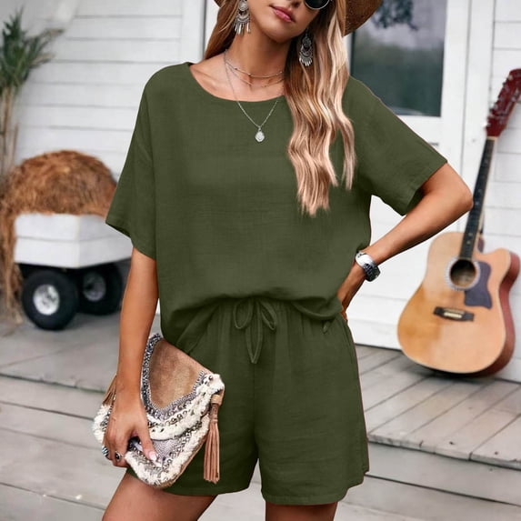Summer Women's Casual Suit Tops And Shorts Fashion Two-Piece Set
