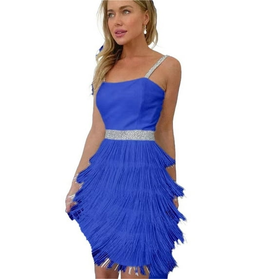 Summer Women's Clothing Solid Color Sequined Suspender Tassel Dress Mini