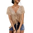thumbnail image 1 of Summer Women's Crochet Beach Cover Up Lace-Up Drawstring Poncho Top Beachwear Swimsuit Bikini Dress-Up, 1 of 5