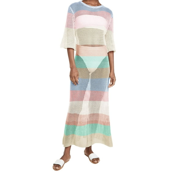 Summer Women's Crochet Cover Ups for Bikini Swimsuit Half Sleeve Long Beach Dresses