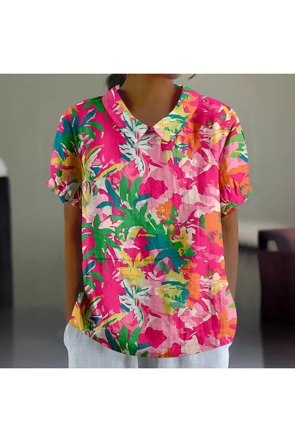 Summer Women's Elegant Floral Print Loose Blouse With Classic Collar Retro Casual T Shirt Long Sleeve Tees Turtleneck Women Petite Womens Long Sleeve Shirt Loose Fit Long Sleeve Women Running Shirt