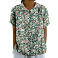 thumbnail image 1 of Summer Women's Elegant Floral Print Loose Blouse With Classic Collar Retro Casual T Shirt, 1 of 2