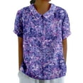 thumbnail image 1 of Summer Women's Elegant Floral Print Loose Blouse With Classic Collar Retro Casual T Shirt, 1 of 2
