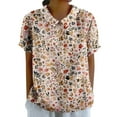 thumbnail image 1 of Summer Women's Elegant Floral Print Loose Blouse With Classic Collar Retro Casual T Shirt, 1 of 2