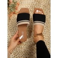 thumbnail image 1 of Summer Women‘s Flat Slipper  Open Toe Square Head  Elastic Band  Versatile And Comfortable For Outdoor Wear, 1 of 6