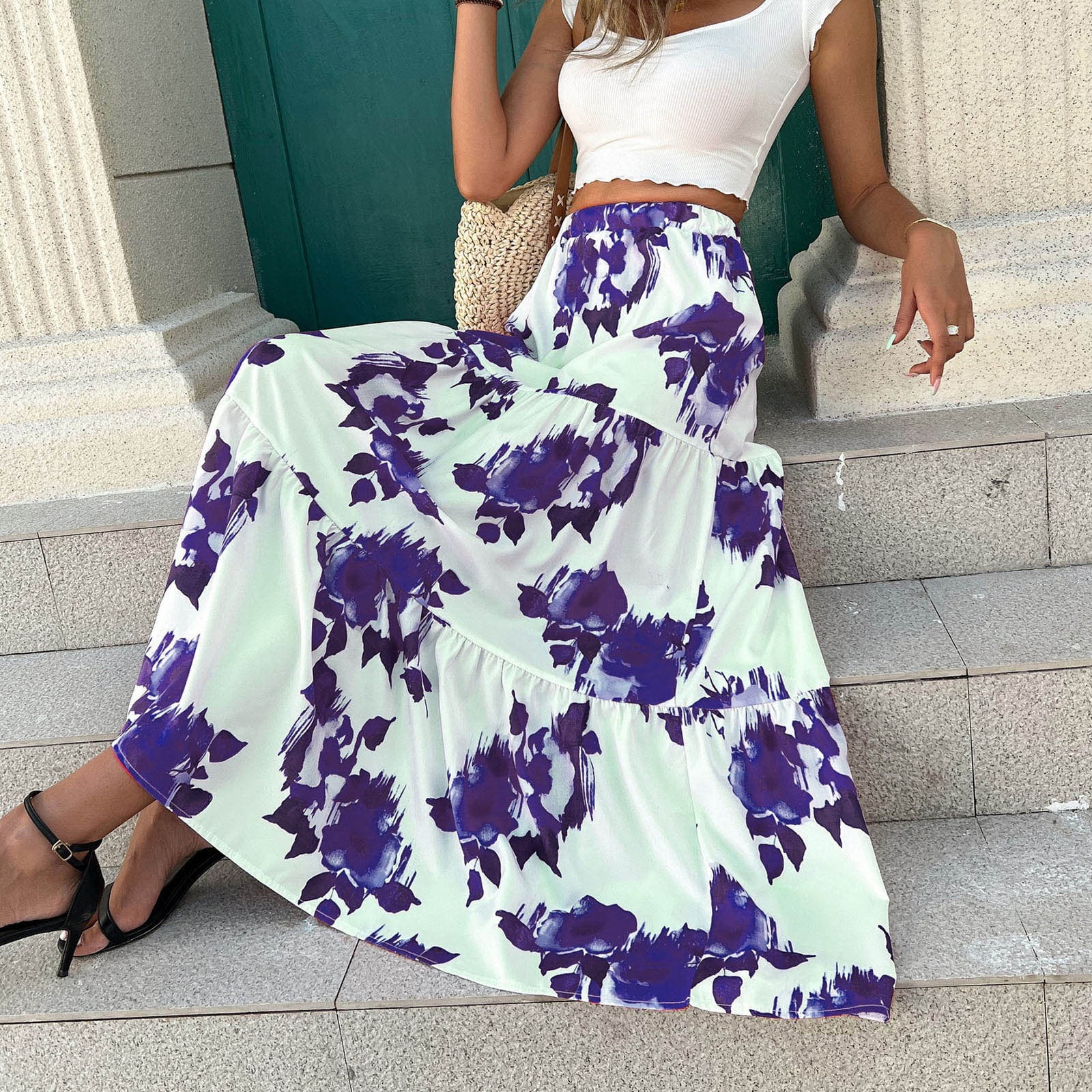 Womens maxi skirts floral cheap