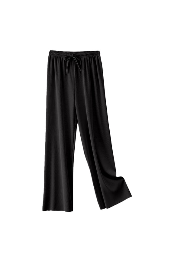 Summer Women's High Waist Wide Leg Pants Ice Silk Thin Loose Flowing Straight Cut Casual Trousers Comfortable Plus Size