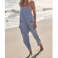 thumbnail image 1 of Summer Women's Loose Sleeveless Jumpsuits Spaghetti Strap Long Pant Romper Jumpsuit With Pockets Zipper, 1 of 8