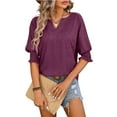 thumbnail image 1 of Summer Women's Loose V-neck Bat Sleeves Colorful Cotton T-shirt, 1 of 7