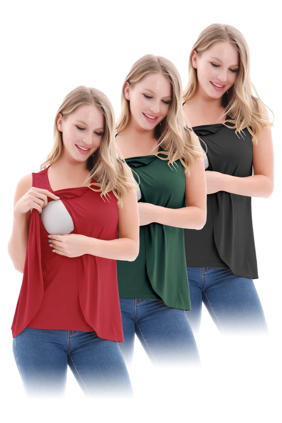 Summer Women's Maternity Nursing Tank Top Sleeveless Comfy Breastfeeding Clothes,2XL