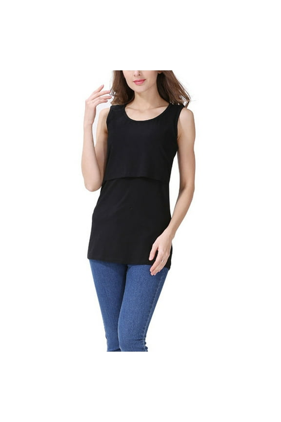Summer Women's Maternity Nursing Tank Top Sleeveless Comfy Breastfeeding Shirts Casual Pregnancy Clothes for Women