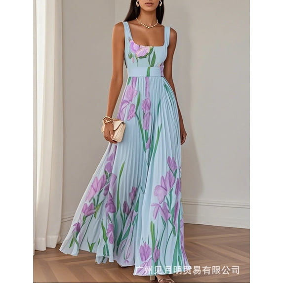 Summer Women's Pleated Printed Dress