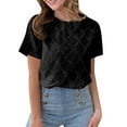 thumbnail image 1 of Summer Women's Round Neck Short Sleeve Embroidered Flower Jacquard T Shirt, 1 of 2